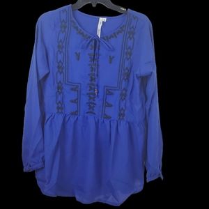 NY Collection Embroidered Blouse